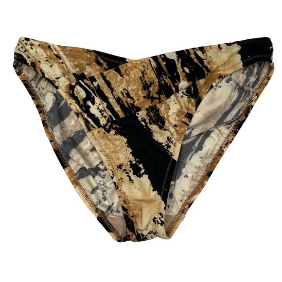 Fantasie Wrap Front Hipster Bikini Swim Bottoms Abstract Tan Black Small NWOT - Picture 1 of 8